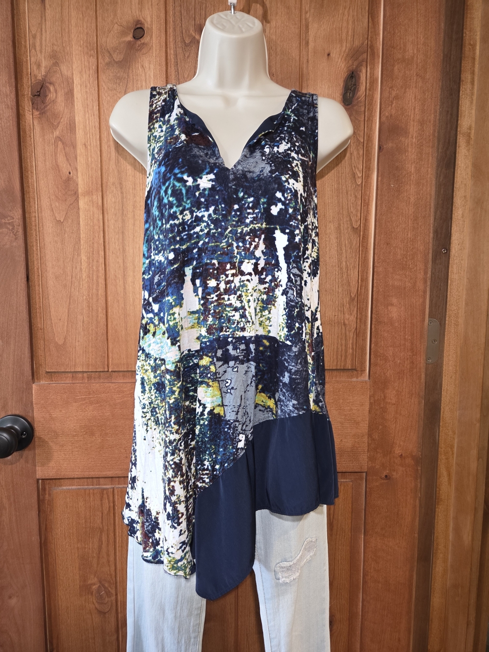 Simply Vera Vera Wang Blue Multi-Print Asymmetrical Tunic